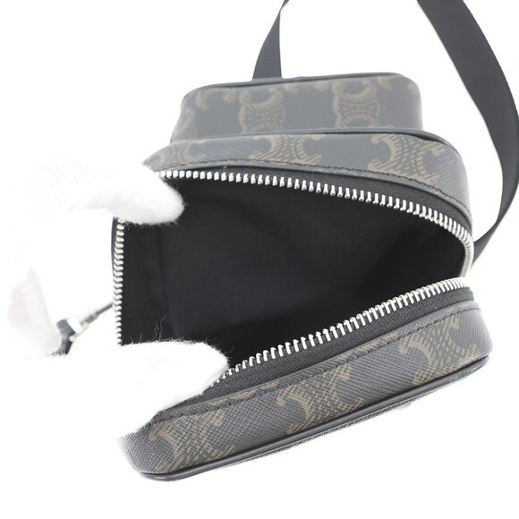 CELINE Triomphe Multi-Pocket Crossbody Bag PVC/Leather Brown/Black 111632EU1 - Picture 13 of 13